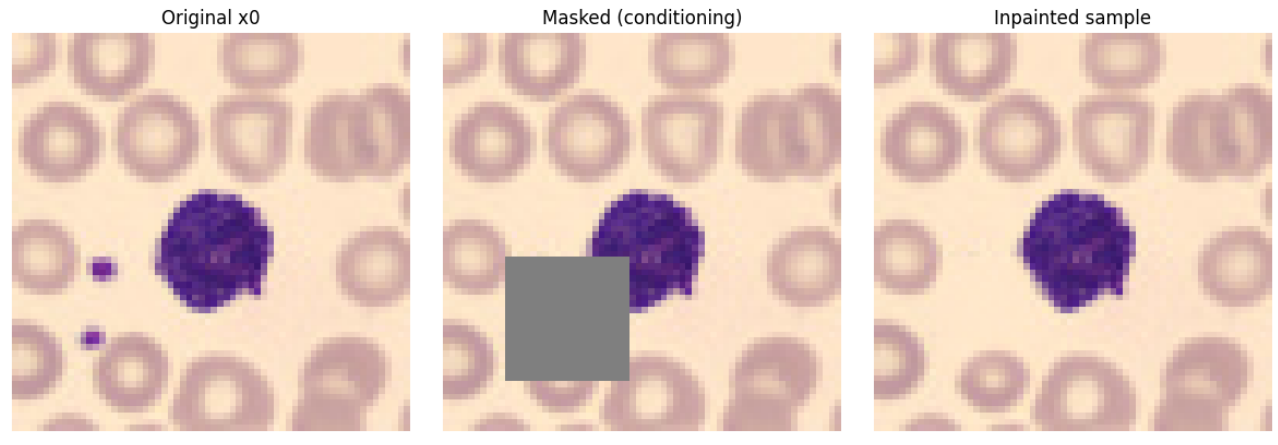 Diffusion-based inpainting results