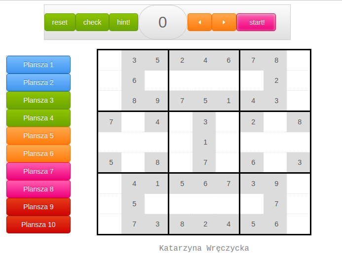 Sudoku game screenshot